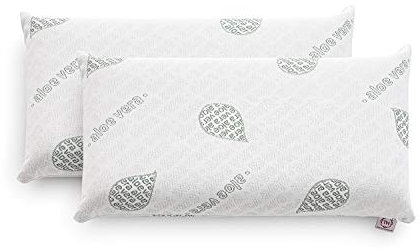 Textilhome - Lot de 2 Oreiller en Mousse Viscoélastique -70 cm (Mousse à Mémoire de Forme) - Tissu écologique Aloe Vera - Housse à Double Fermeture éclair. Adaptatif thermorégulé.