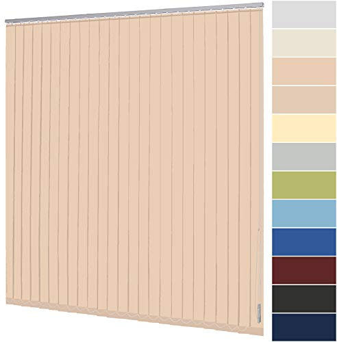 Lamellenvorhang nach Maß Vertikaljalousie 127 mm für Tür und Fenster viele Farben Maßanfertigung Jalousie Lamellen Rollo Wand- und Deckenmontage (Breite 220,1-240 cm x Höhe 100,1-120 cm, Beige)
