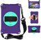 BAUBEY Case for Amazon Fire 7 Tablet (9th Generation 2019 & 7th Generation 2017 & 5th Generation 2015) Drop & Shockproof Hybrid Case with 360 Rotating Stand Hand Strap Shoulder Strap (Purple+Aqua)