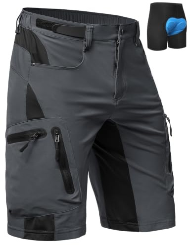 Cycorld MTB Hose Herren Radhose Fahrradhose 4D-Sitzpolster | 4-Wege-Stretch, Schnelltrocknend, Atmungsaktiv, Elastischem Bund, 6 Taschen, Outdoor, Mountainbike, Radsport