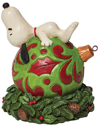 Enesco Peanuts by Jim Shore Snoopy Laying on a Christmas Ornament Figur, 13 cm, mehrfarbig