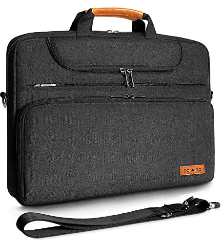 DOMISO Laptoptasche 15-15,6 Zoll Wasserdicht Laptop Tasche Aktentasche Schultertasche Notebooktasche für 15.6 Lenovo IdeaPad ThinkPad/HP Pavilion ENVY/Dell XPS/Macbook Air/Asus, Schwarz