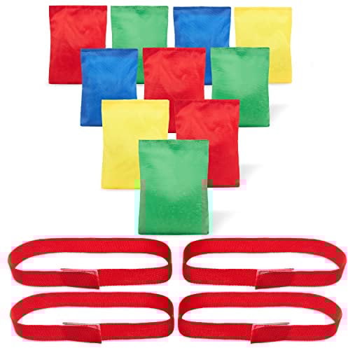 KreativeKraft Outdoor Spiele für Kinder Set Kindergeburtstag Spiele für Draußen Party Wurfspiele Gartenspiele Eierlauf Spiel Sackhüpfen Ringe (10er Sitzsack-Set)