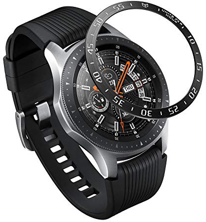 AISPORTS Lünette Styling Kompatibel mit Samsung Galaxy Watch 46mm Lünette Damen Herren, Selbstklebende Abdeckung Kratzschutz Edelstahl Metalllünette Schutzhülle für Samsung Gear S3 Frontier/Classic