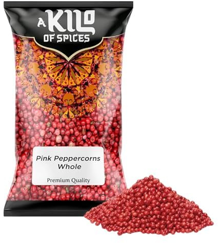 A Kilo of Spices Whole Pink Peppercorns 200g, for Cooking and Grinder | Whole dried pink peppercorns, mild aromatic culinary spice, ideal for grinders, seasoning, sauces and gourmet meals.