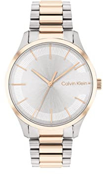 Calvin Klein Analog Quarzuhr Für Männer und Frauen Kollektion Iconic Bracelet - 35MM mit Zweifarbiges Edelstahlarmband - 25200044