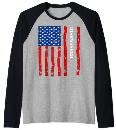 Accessoires de lave-vaisselle Cool Things Stuff USA Flag Manche Raglan