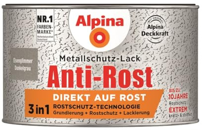 Alpina Metallschutzlack Anti-Rost Eisenglimmer Dunkelgrau 300ml