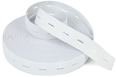 DAHI 20M Gummiband Knopfloch lochgummiband Elastisch Band (2cm/20meter Weiss-B)