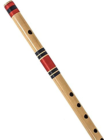 HARIPRASAD Flötenmusikinstrument Original für Anfänger, C-Maßstab/natürliches Bambus-Bansuri für Rechtshänder, ca. 48,3 cm, Rot + Schwarz
