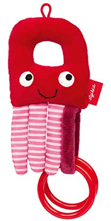 Sigikid Greifling Oktopus, RedStars Babyspielzeug mit Rassel und Ringen: greifen, entdecken, spielen, für Babys ab Geburt, Art.-Nr. 42920, rosa-rot, 18x8x2 cm