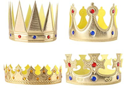 TOYANDONA König Krönt Kinder König Krönt Kinder 4PCS Gold Royal King Plastik Royal King Kinder Goldkrone Kronen für Kinder Goldkronk?nigskrone Geburtstag König Krone Jungs Geburtstagskronen