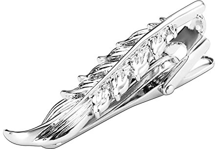 Whoiy Pince a Cravate Argent, Pince Cravate Personnalisée Acier Inoxydable Feuille Forme Cadeau d'anniversaire Pinces à Cravate 4.8x0.8cm