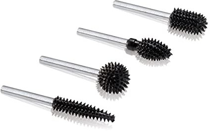 Kutzall Kit de Fresas Rotativas de 4 Piezas - Eje 1⁄8, Muy Basto- Accesorio para Trabajos en Madera para Herramientas Dremel, Foredom, Ryobi, DeWalt, Milwaukee - Carburo de Tungsteno Estructurado