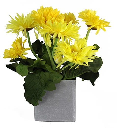 Leaf Artificial Potted Daisy Plant, Yellow, 33cm