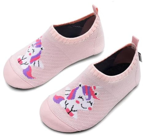 IceUnicorn Hausschuhe Kinder Atmungsaktive Pantoffeln Leicht Rutschfest Turnschläppchen Hüttenschuhe Jungen Mädchen Slippers für Kindergarten(FZ.Rosa Einhorn,32/33EU)