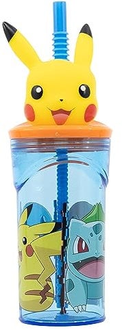 GOBELET RÉUTILISABLE POUR ENFANTS EN PLASTIQUE SANS BPA 430 ML AVEC FIGURINE 3D SUR LE COUVERCLE | POKEMON DISTORSION