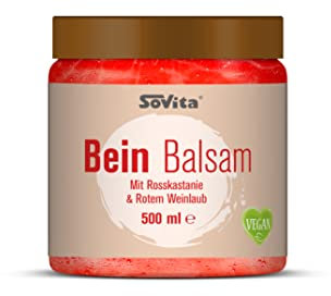 sovita Bein Balsam | VEGAN | Entspannend und durchblutungsfördernd mit rotem Weinlaub und Rosskastanie | Frei von Paraffinen, Parabenen, Silikonen, PEG und Nano-Partikeln