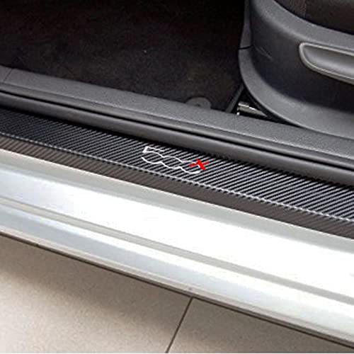 4 Pezzi Fibra di Carbonio Battitacco per Auto Sticker, per Fi-at 500 500x 500l panda PUNTO BRAVO, Esterno Battitacco Protezione Plates Anti-Graffio Scuff Adesivi Decorativi Accessori, 500x White
