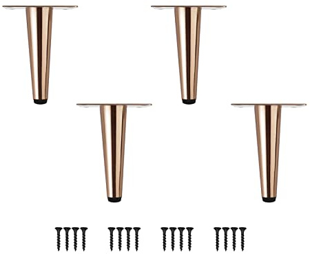SIVIKIO Möbelfüße 4 Stück Möbelbeine Kegel Schräg/Vertikale Möbelfüße Edelstahl mit rutschfeste Gummibasis DIY für TV-Schrank Bett Sofa Badschrank
