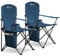 SUNMER Set of 2 Folding Camping Chairs, Extra Wide Lightweight Outdoor Chairs with Armrests and Cup Holder, 120 kg Capacity - Blue
