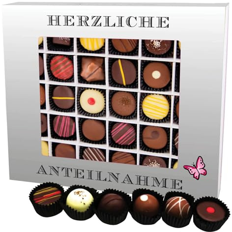 Hallingers Genuss Manufaktur Pralinen Geschenk - ohne Alkohol, handmade aus Confiserie-Edelkakao in wertiger XXL-Geschenkbox Herzliche Antei..., Geschenkidee für Frauen Männer