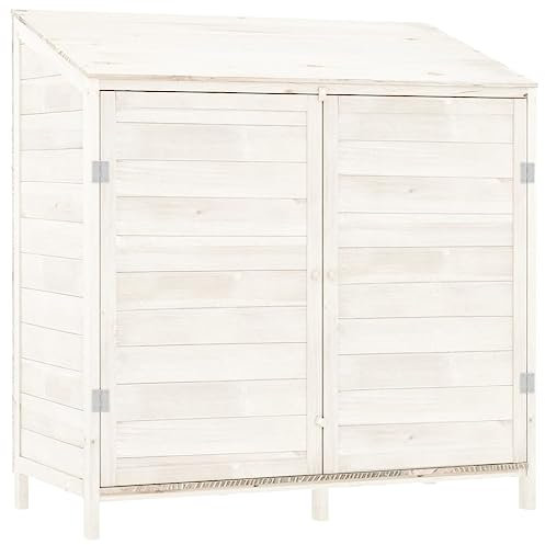vidaXL Abri de Jardin en Bois de Sapin Massif Blanc 102,1 x 52,1 x 112 cm