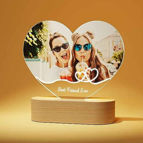 Giftove Personalisierte Geschenke für Frauen - Acrylglas Foto Nachtlampe - Sinnvolles Geschenk für Mama, Beste Freundin, Freundinnen, Schwester zum Geburtstag, Weihnachten - Partner Geschenke