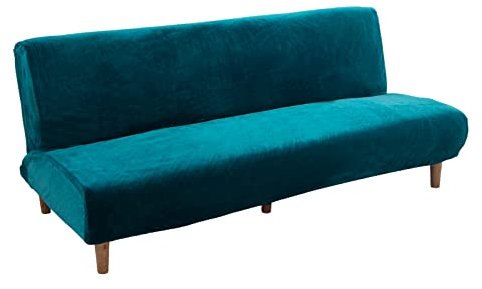 Rosnek Samt Sofabezug Ohne Armlehnen,Dicke Sofabezug 2 Sitzer Cuddly Sofabezug Futonbezug,Stretch Couch überzug für Klappsofa,Schlafsofa,Sofabett,Sofa Bettbezüge