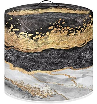 SCRAWLGOD Copertura per pentola a pressione con stampa in marmo nero Kichen Aid Coperchio per miscelatore rotondo Coperchio protettivo piccolo coperchio per forno a microonde accessori per mixer