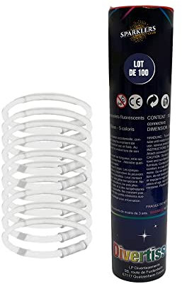 SPARKLERS CLUB Set di 100 braccialetti FLuorescents luminosi, 100 connettori inclusi, cinturino colore fluo ideale per feste e qualsiasi evento, Baton Fluo Glow, 200 mm de longueur et 5 mm de diamètre