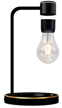 UVEHAS Levitierende Glühbirne Lampe mit drahtlosem Ladegerät, magnetische schwebende rotierende LED-Birne Schreibtischlampe Home Office dekorative Nachtlichter, kreative Geschenke (Schwarz)