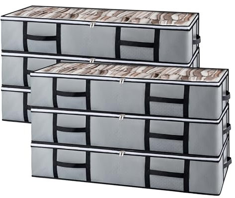 GoMaihe 6 Stück 90L Unterbett Aufbewahrungsbox mit deckel, Unterbettkommode Aufbewahrungstasche für Bettdecken Kleidung Aufbewahrung Organizer Helfen Sie dabei, den Speicherplatz besser zu nutzen.