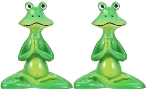 Abaodam 2stücke Frosch Statue Aus Resin Yoga Dekofigur Für Garten Und Innenbereich Lustige Froschskulptur Als Originelles Ornament Für Fensterbank Schreibtisch Oder Zu Anlässen Wie