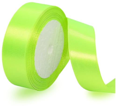 IMSOLDECOR Satinband Neongrün 25mm, 23m Geschenkband für Hochzeit