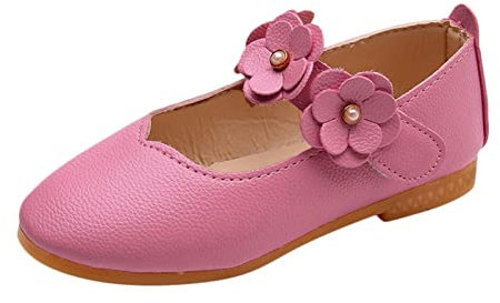 Scarpe da principessa, da bambina, con ballerina, eleganti scarpe da battesimo, antiscivolo, per feste, ballerine, con chiusura in , Colore: rosa., 33 EU