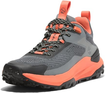 Timberland Men's Motion Access Low Lace-Up Sneaker, Medium Grey Knit/Orange, 43.5 EU