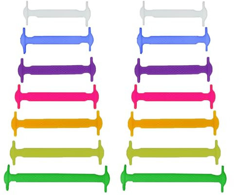 7STROBBS 2 Paar Gummi Schnürsenkel Ohne Binden für Erwachsene,Wasserdichte Elastische Silikon Schnürsenkel Regenbogen Flach für Sneaker Stiefel Brettschuhe und Freizeitschuhe,Regenbogen
