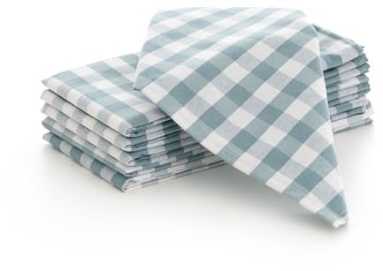 Servietten Vichy Kariert, 6 Stück, Baumwolle, strapazierfähig, 45 x 45 cm, Wasserfarbe