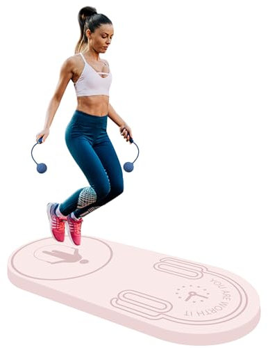 LaiEr Springseilmatte, Knieschutz, Stoßdämpfung, Springseil, Matte, Fitness-Trainingsmatte, rutschfest für Zuhause, Fitnessstudio (Pink,140 x 62 x 30 mm)