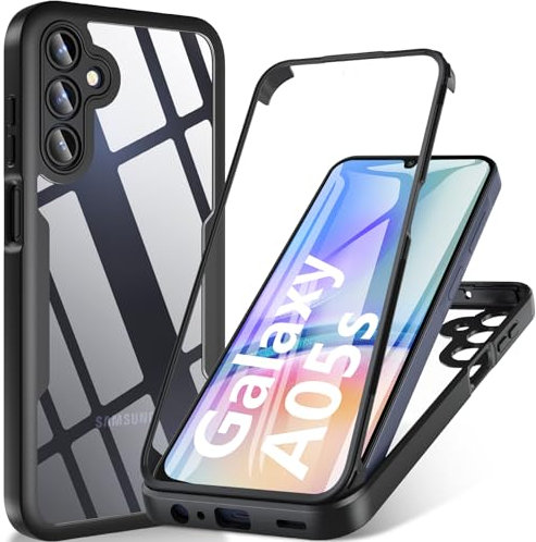 Hensinple Coque pour Samsung Galaxy A05s,Samsung A05s Coque avec Protection D'écran 360 integrale Antichoc Anti-Rayures écran Protection Case Etui Housse pour Samsung Galaxy A05s -Noir