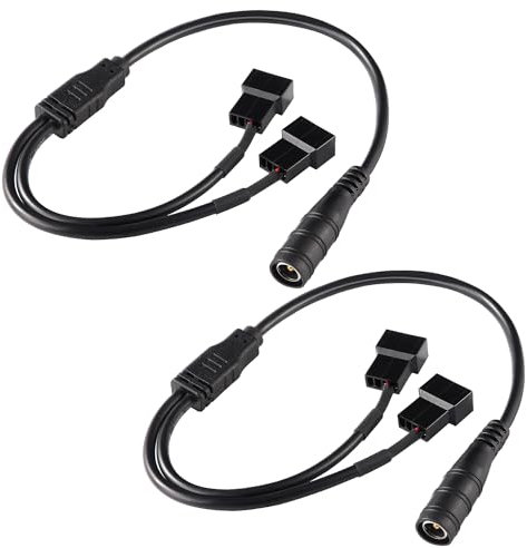 KUOQIY 2 PCS 35cm DC Power Supply Plug to Dual 3Pin / 4Pin PC Fan Power Adapter Cable, DC 5.5 * 2.1 to 3Pin / 4Pin PC Fan Cable