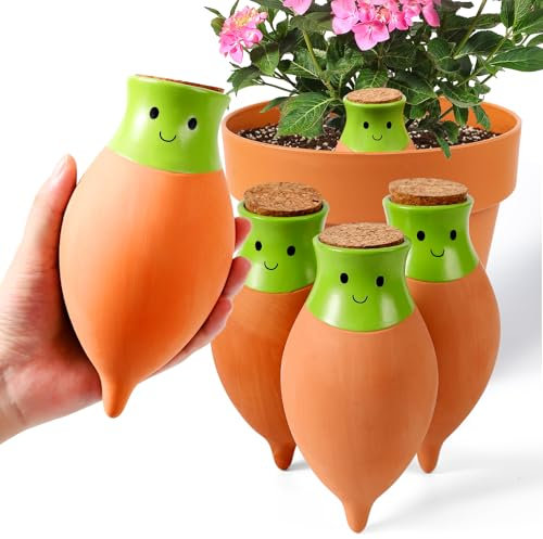 KGZZIZI 4 Pcs Self Watering Terracotta Globes. Large Olla Planter Inserts. Plant Lover Gifts