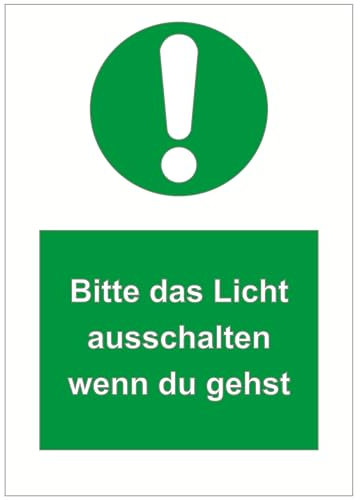 Indigos UG Aufkleber Bitte das Licht ausschalten wenn du gehst - 148x210mm - Hotel, Firma, Schutz, KITA, Arzt, Praxis, Wohnung - Sicherheit - Warnung