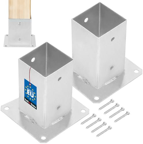 KOTARBAU® Set di 2 Supporto per Pali Quadrati 80 x 80 mm Zincato con Bullonei Manicotto Scorrevole Staffa Palo Legno Supporto Trave Ancoraggio Pali Fissaggio Pali Legno Staffa Pali Legno
