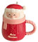 Weihnachten Tasse, Keramik-Teebecher, Niedlicher Weihnachtsbecher mit Deckel und Löffel, Rot, 400ml (Rosa)