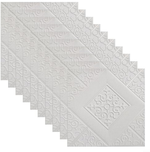 EpheyFIF 10 Stück 3D-Schaumstoff-Ziegel-Wandaufkleber, Wandpaneele selbstklebend, 3D selbstklebende Fliesen Stein Ziegel Wandaufkleber Weichschaumplatten