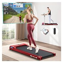 BLACK LORD Untertisch-Laufband 1-9km/h, tragbares 2-in-1-Klapplaufband, elektrisches Treadmill mit 2,2 PS und Motor, kleines Mini-Laufband mit Gehpolster,Rot
