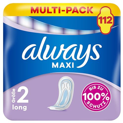Always Maxi Profresh Long Binden (Größe 2) 14 Stück, Bis Zu 100% Schutz, Schließt Gerüche Ein, Einzeln Verpackt