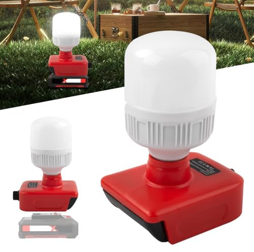 Lampada a Batteria per Batteria Einhell 18V, Afenau 12W Luce da Lavoro con lampadine E27 Regolabili 350-1300LM, Lampada da Cantiere per Batteria 18V
